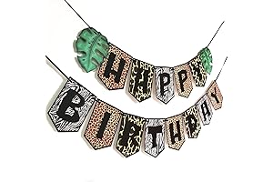 Jungle Theme Birthday Banner Animal Print Zoo Party Supplies