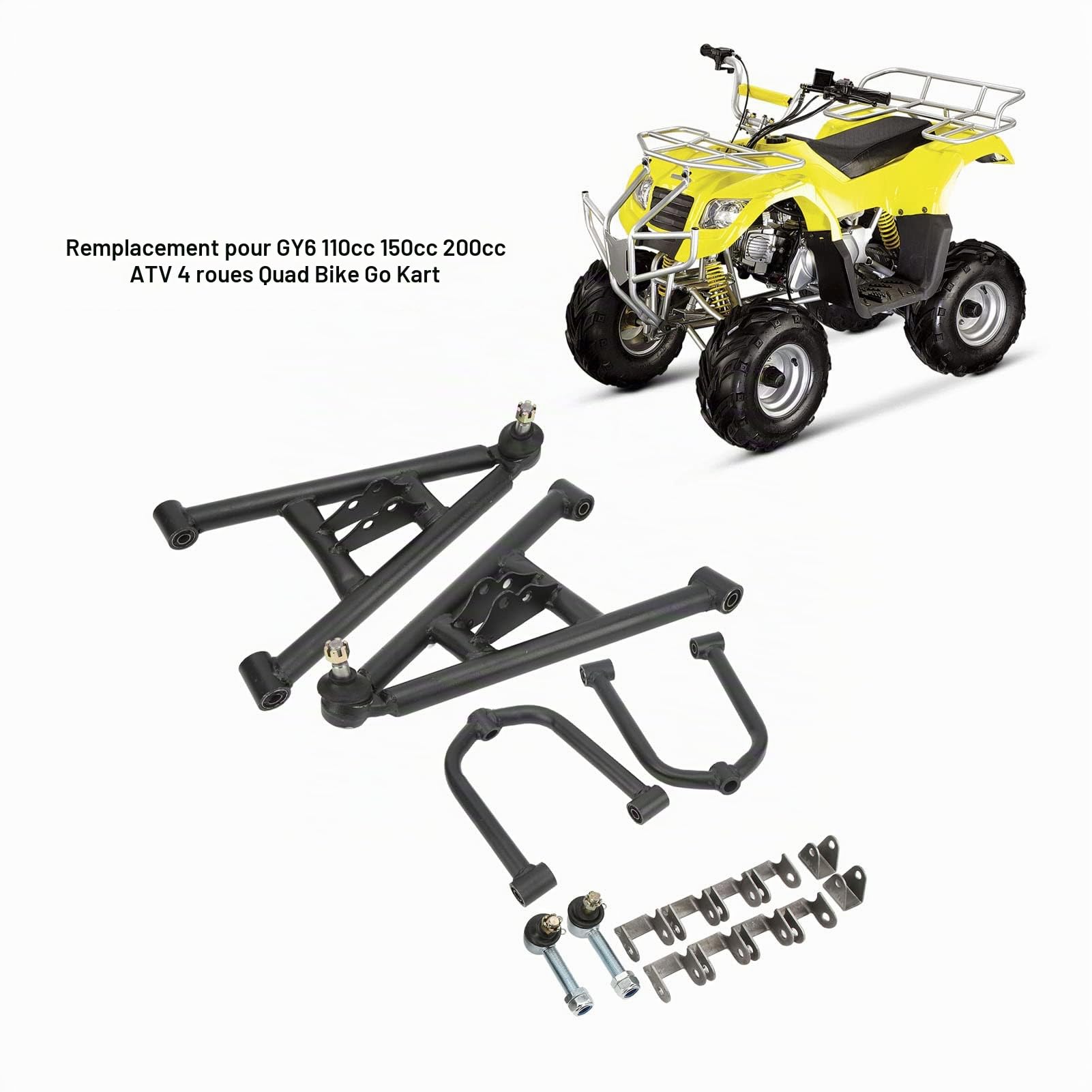 Bras Oscillant Inférieur Supérieur, Kit de Bras Oscillant de Suspension Avant de 350 Mm pour GY6 110 150 200 ATV 4 Roues Quad Bike Go Kart