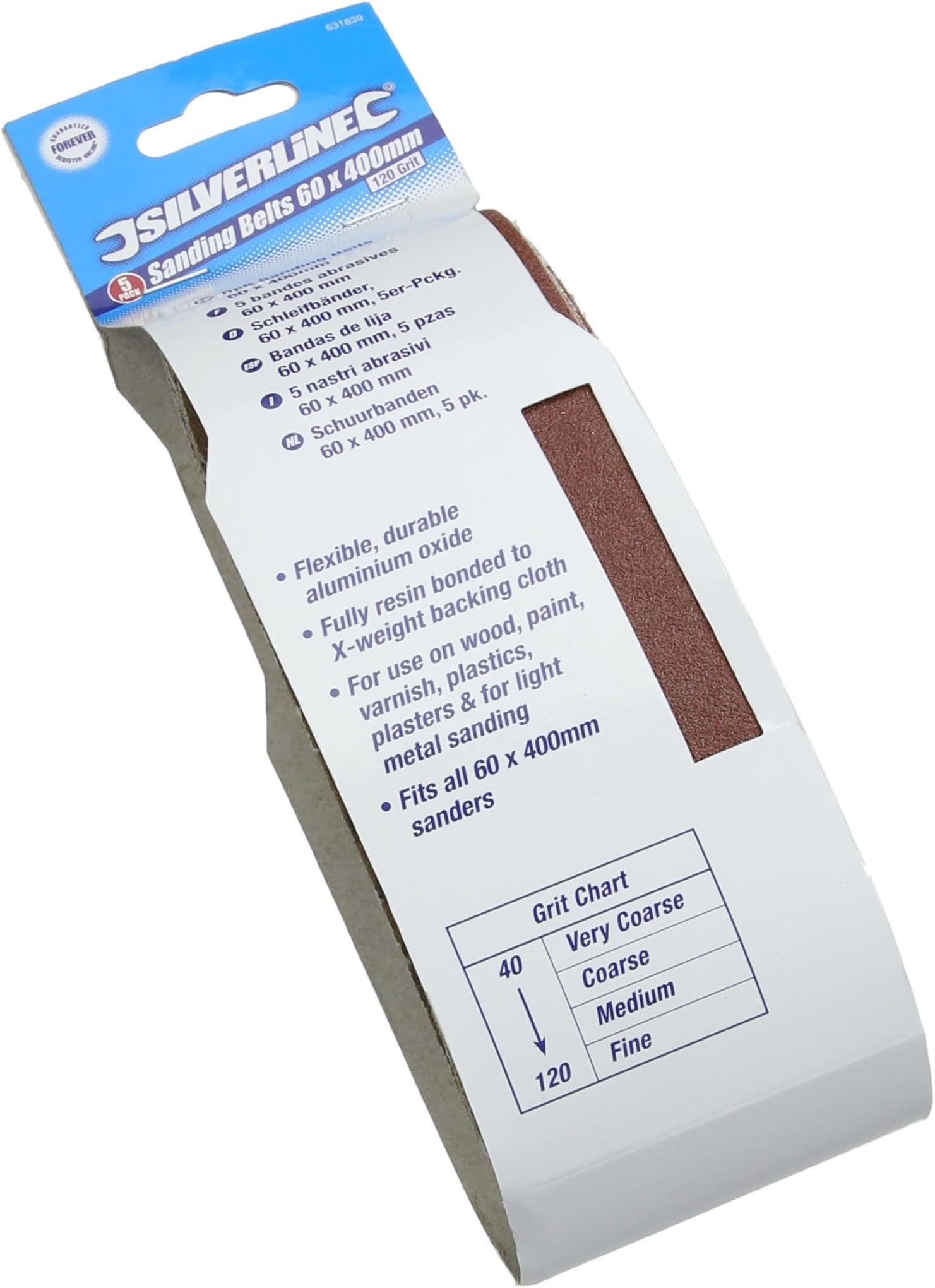Sanding Belts 60 x 400mm 5pk 120 Grit