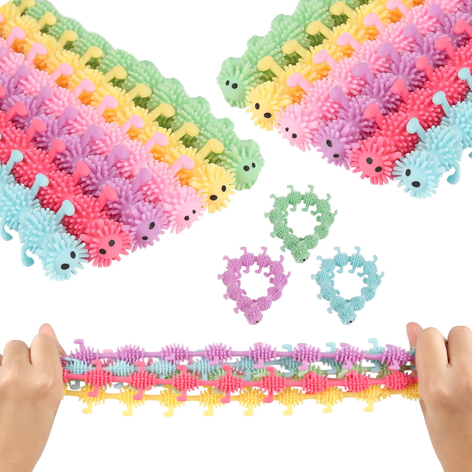 Caterpillar Stretch Stringi do zabawy, 15 sztuk, kolorowa rozciągliwa zabawka, rozciągliwa zabawka dla dzieci i dorosłych, autyzm i leczenie ADHD