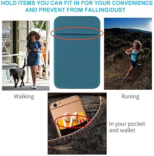 Miniatura 5 de Paquete de 3 fundas adhesivas tipo bolsillo para la parte posterior del teléfono, estuche de licra elástica para guardar tarjetas de crédito,