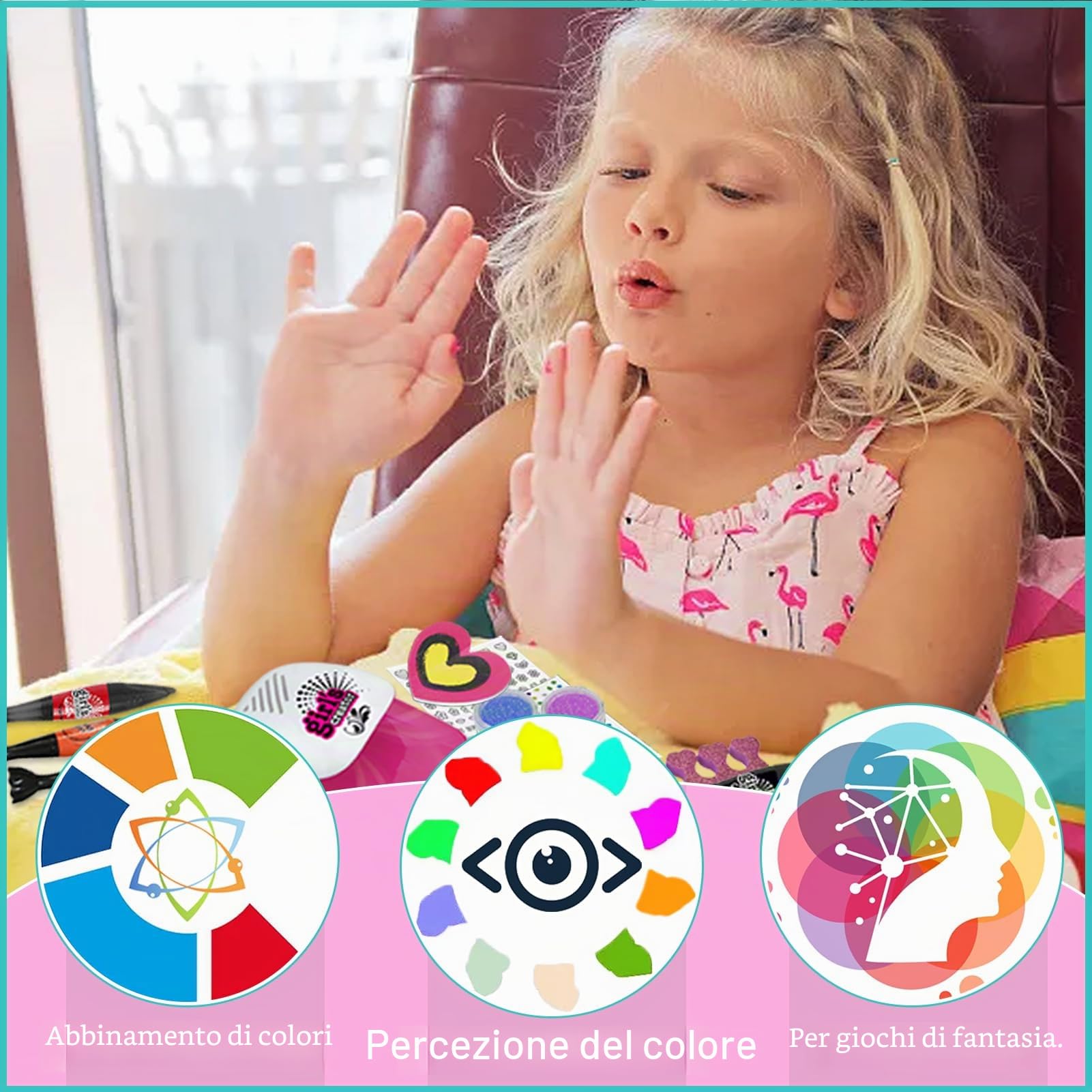 18Pz Kit Unghie Bambina, Set Nail Art per Bambine e Ragazze 3 6 7 8 9 10 12 anni, Unghie Set Manicure Gioco, Kit Gioco Per Unghie Bambina Accessori Nail Art Giocattoli Regali Natale Compleann