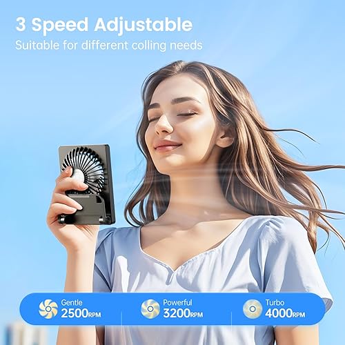 Miniatura 4 de TriPole Mini ventilador de escritorio portátil recargable, ultra silencioso, ventilador de viaje personal de 4.5 pulgadas con inclinación de 180