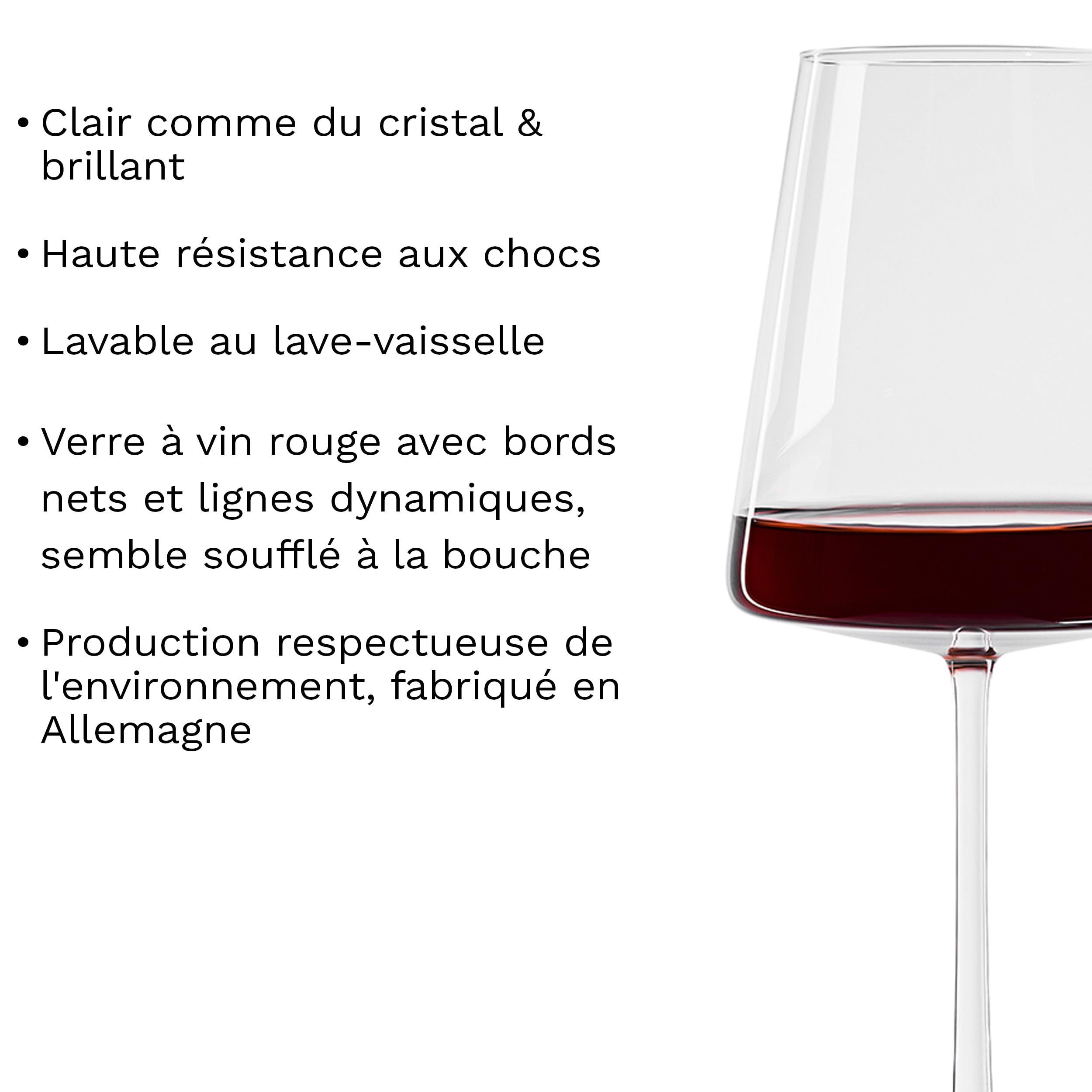 Stölzle Lausitz Verres à Vin Rouge Power Lot de 6, 520ml – Verres Premium pour Vins Corsés – Verres Modernes avec Design Angulaire pour un Arôme Optimal – Résistant au Lave-Vaisselle et aux Chocs