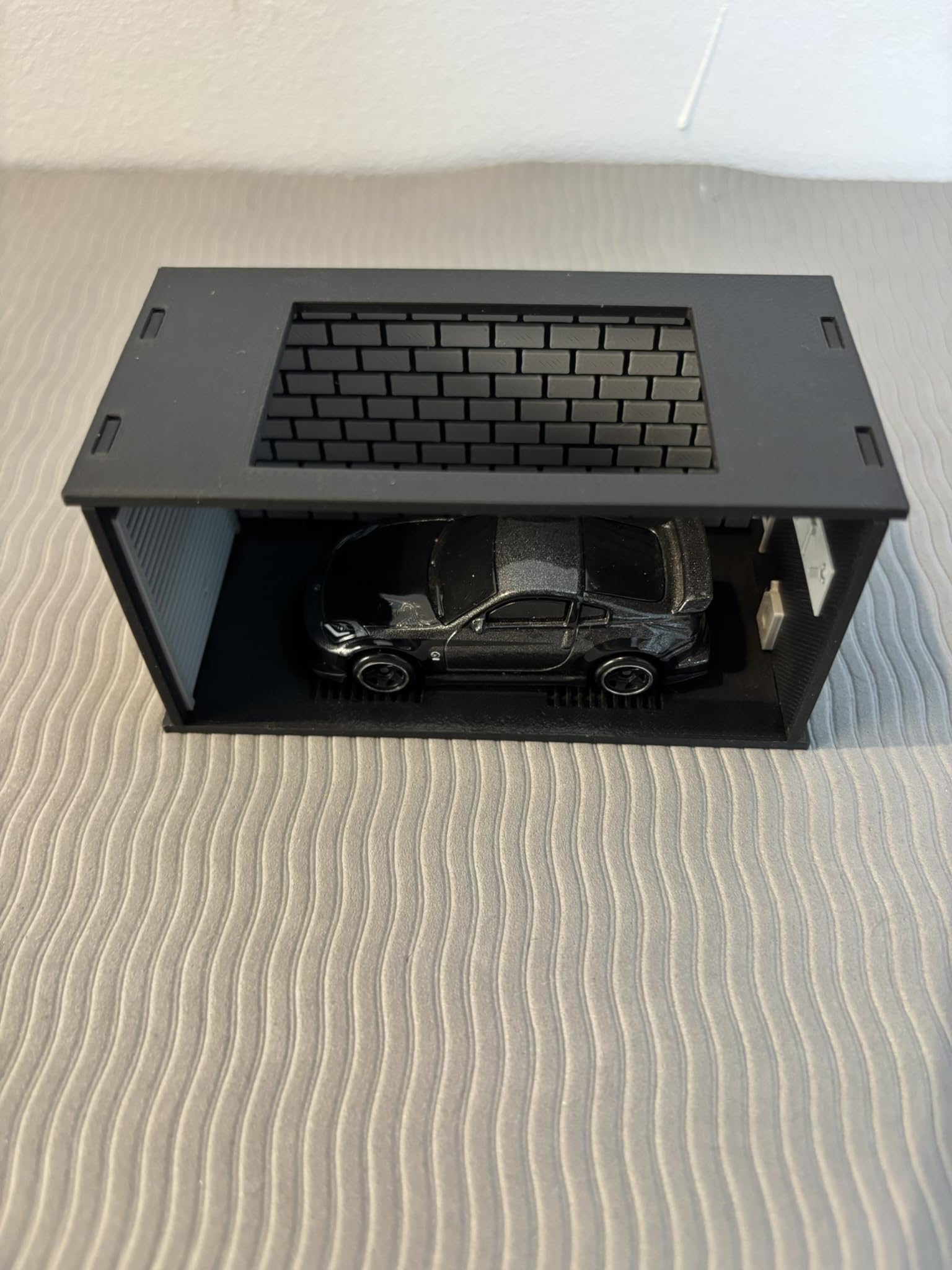 Modern Mini Garage Display for Diecast Cars | 3D Printed Parking Diorama with Brick Wall Design | Desktop Car Showcase | Collector Display Case-image-38