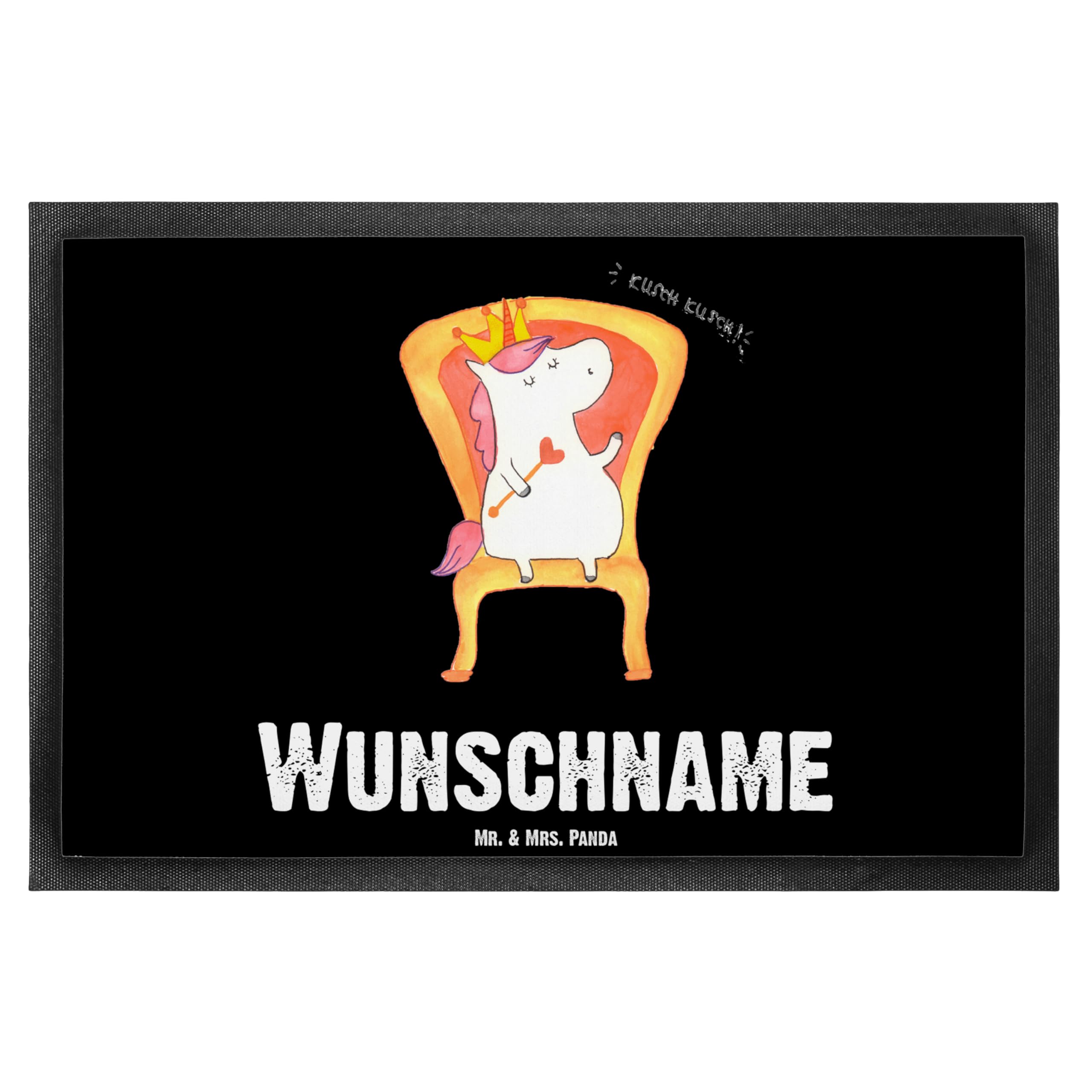 Mr. & Mrs. Panda Personalisierte Fußmatte Einhorn König 40 x 60 cm - Geschenke, Bundeskanzler, Schmutzfangmatte personalisiert, Unicorn, Prinzessin, Krone, Fussmatte mit Namen, personalisierbar