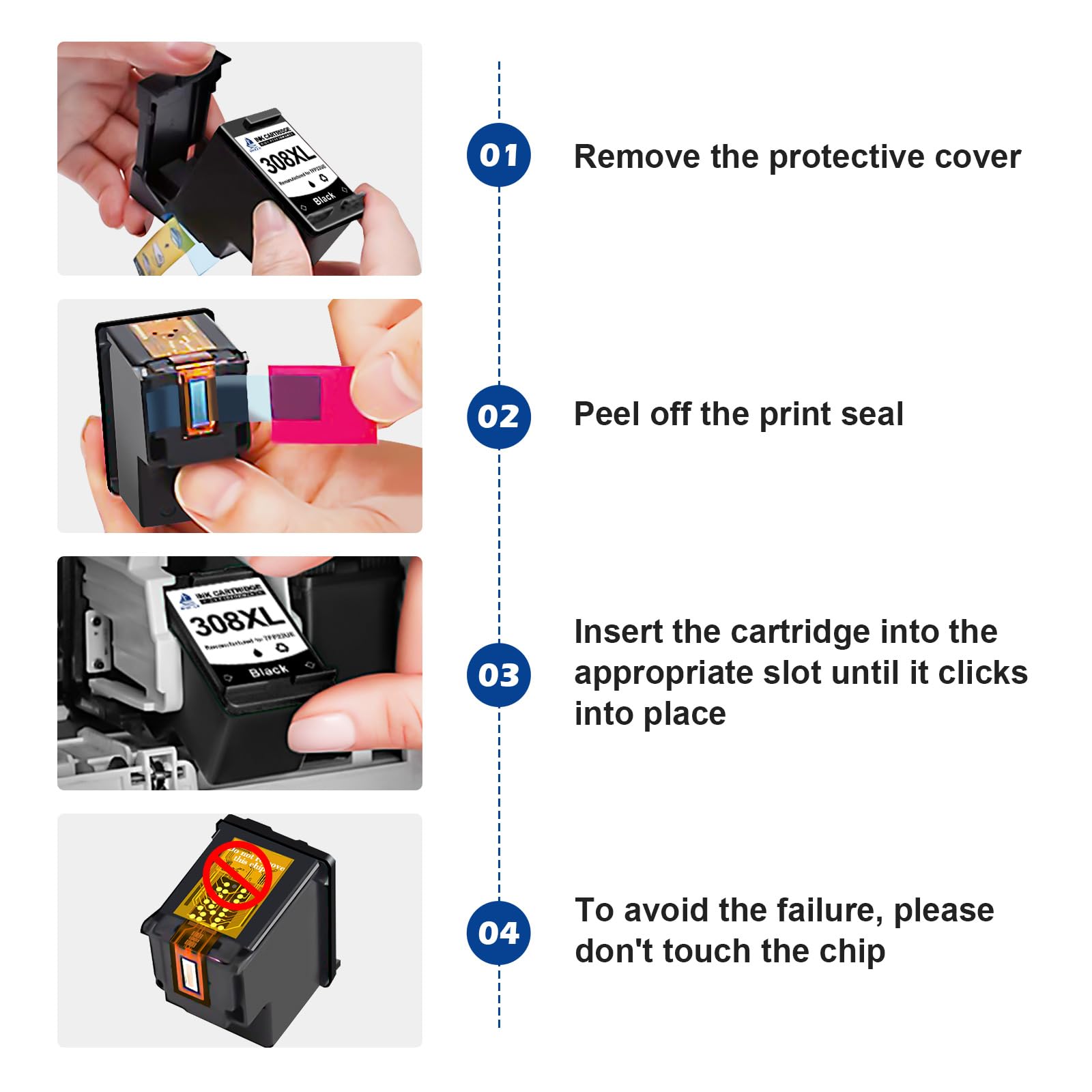 308XL inktcartridges, hoge capaciteit, compatibel met HP 308