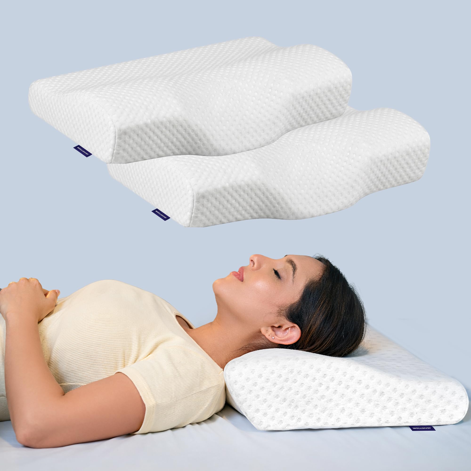 WELLGIVER Cervical Butterfly Pillow | Orthopedic Memory Foam for Neck & Shoulder Pain | Ergonomic Contour Design | Dual Height Support | Side Sleeper Pillow with Arm Rest - Pack of 1 — Amazon image 13