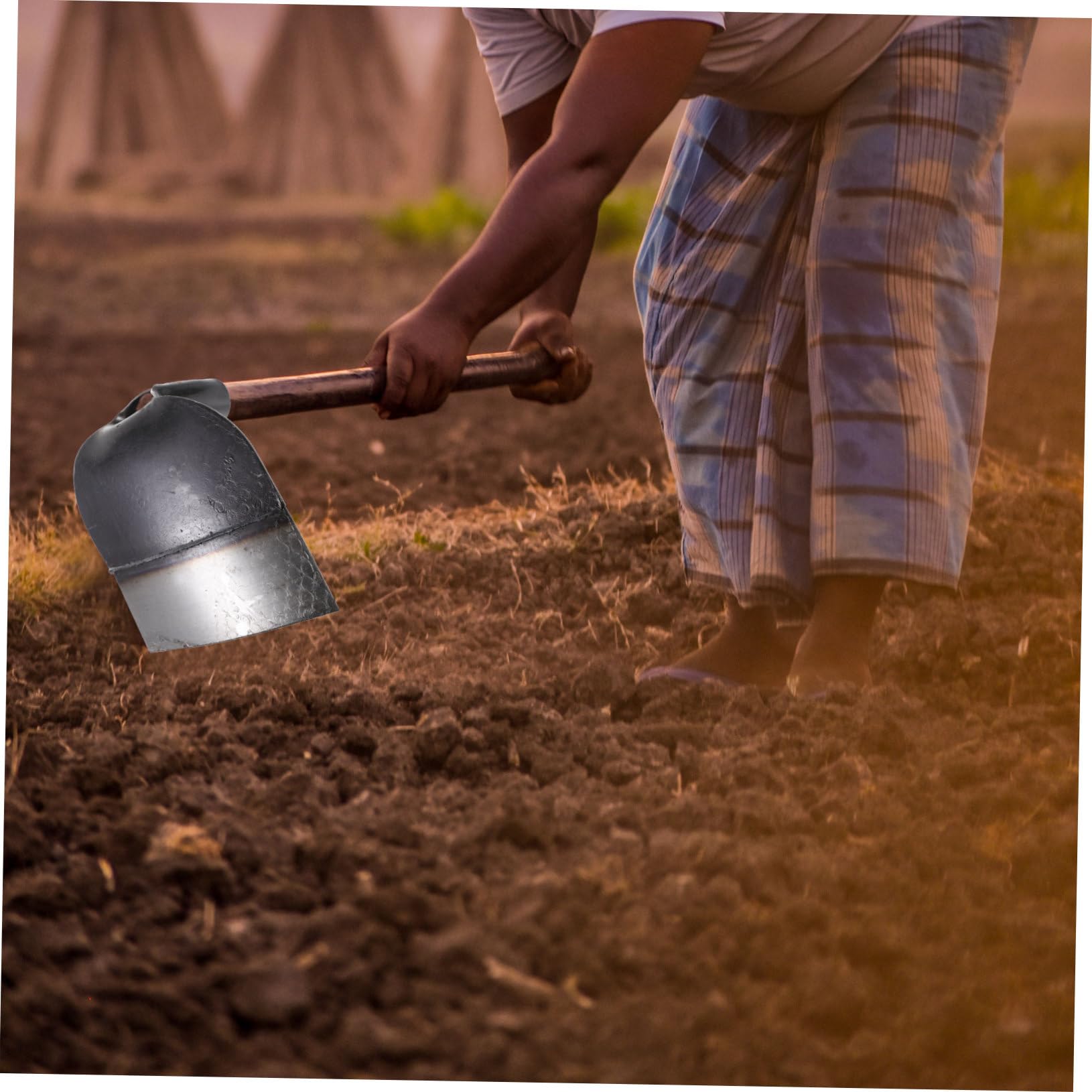 POPETPOP Azada de Mano de Acero Inoxidable para Jardinería Herramienta Resistente para Deshierbe y Cultivo para Huertos Patios y Agricultura Doméstica Modelo Sólido y Duradero