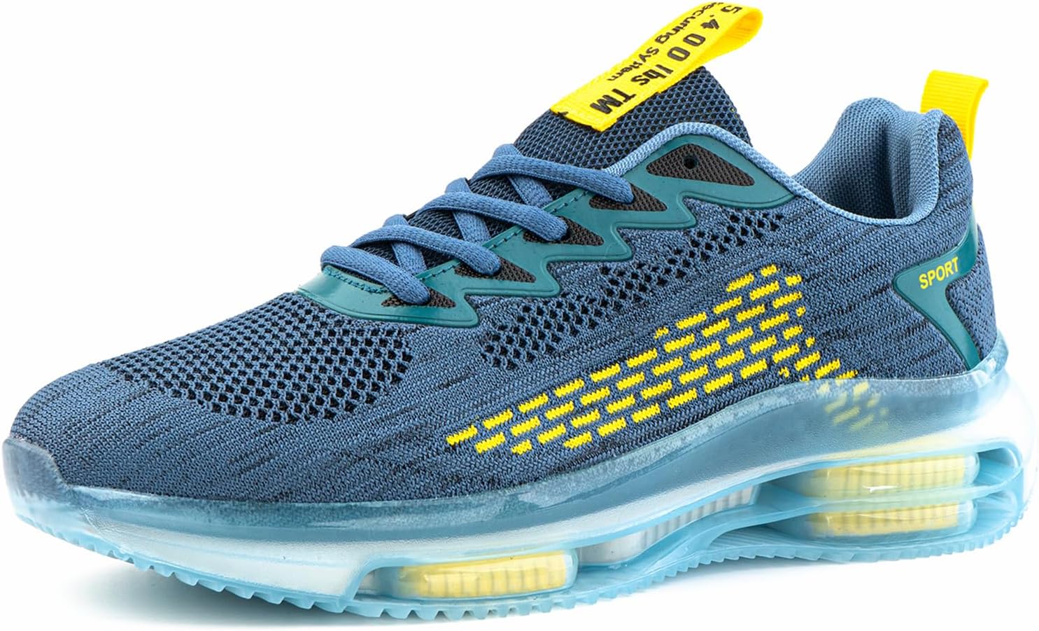 HitmarsMens Trainers Road Running Shoes Trail Gym Sports Cushioned Lightweight Fashion Non Slip Sneakers Black Blue Size 3.5-12 UK