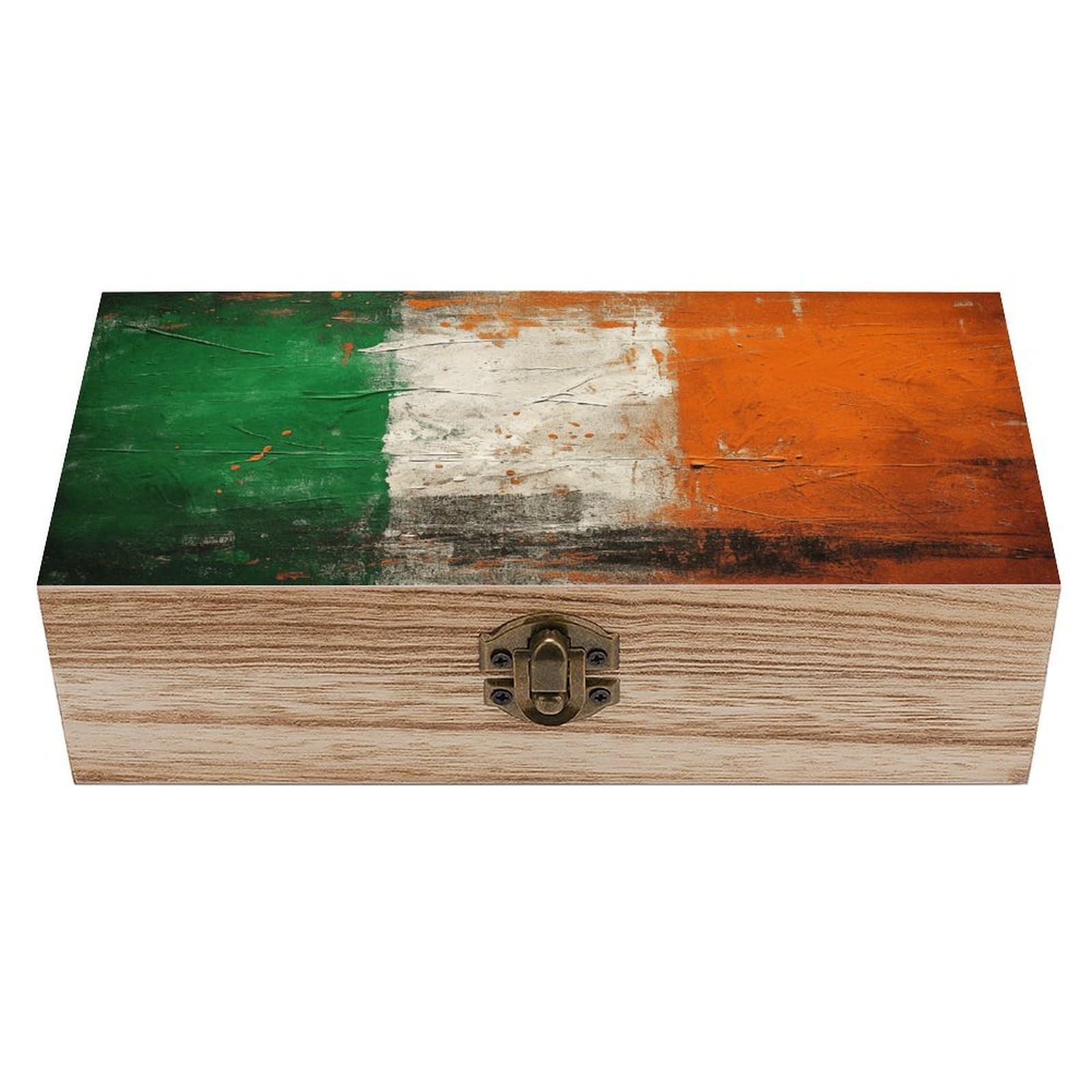 asbwuo Hand Drawn Flag Pattern Wood Keepsake Box Wooden Box with Hinged Lid