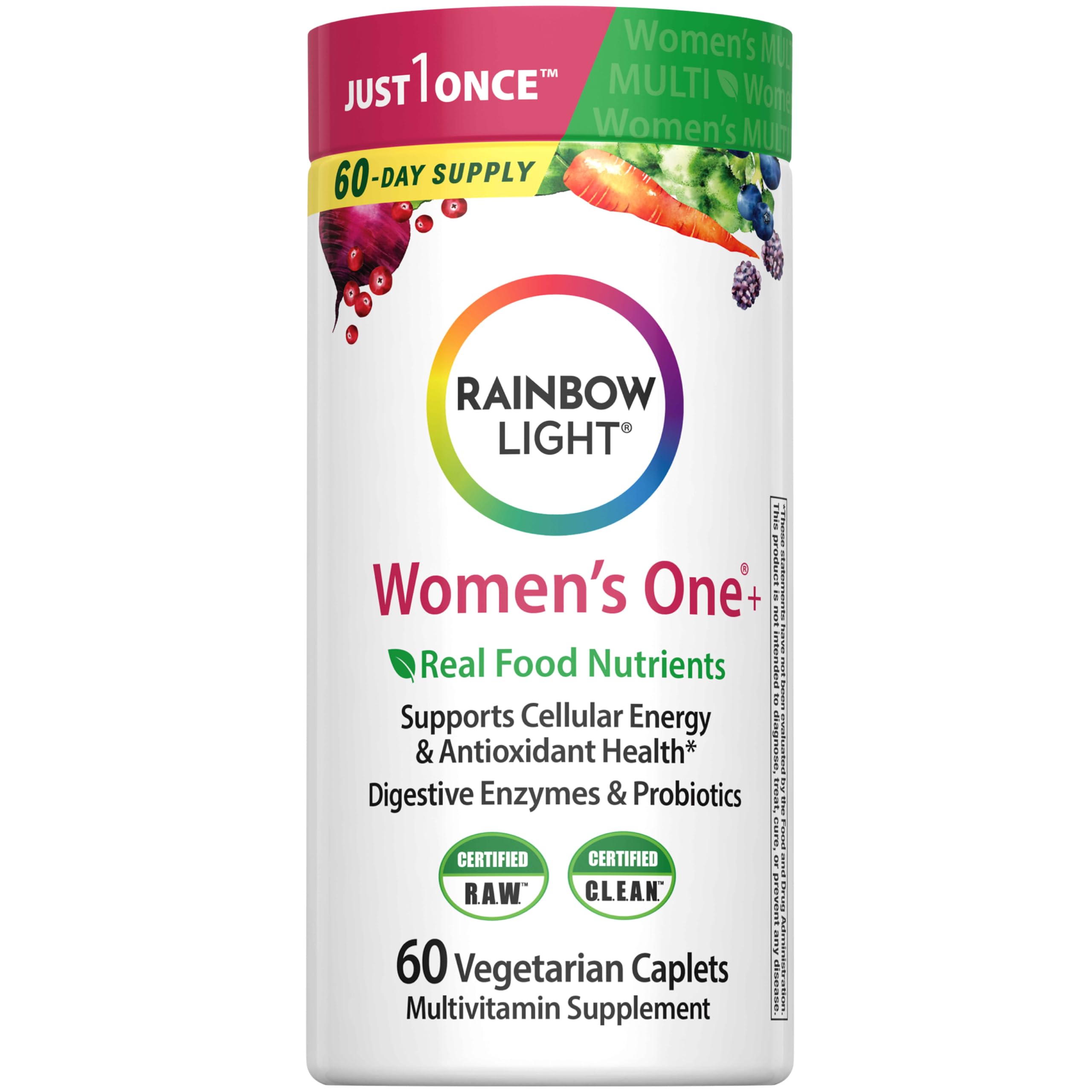 Rainbow Light Womens One High-Potency Daily Multivitamin, Womens Multivitamin bietet hochwirksame Immununterstützung, mit Vitamin C, Biotin und Ashwagandha, Vegetarisch, 60 Zähler
