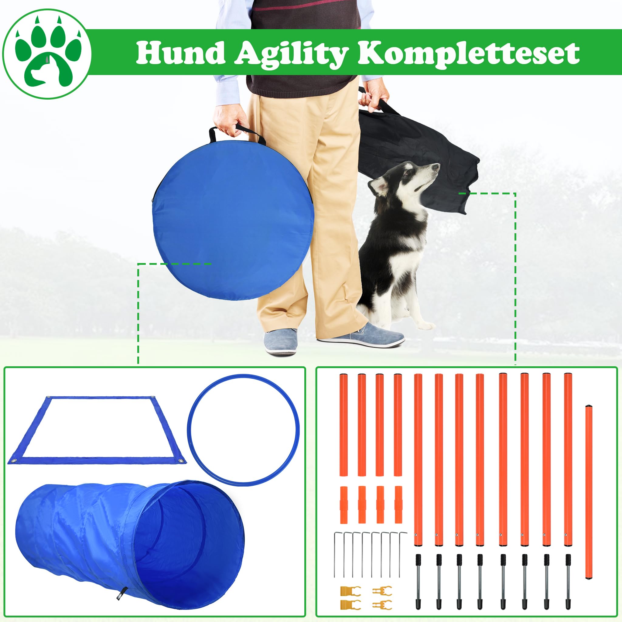 Pawsource Agility voor de hond - Hondentunnel - Agilityset
