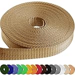 TECEUM 1 Inch Webbing - Tan - 25 Yards - 1 Webbing for Climbing Outdoors Indoors Crafting DIY