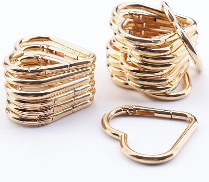 16-Pack Gold Heart Carabiner Clips, Cute Keychain Accessories for Backpacks & Hiking Gear, Aluminum Alloy Spring Snap HookLightweight, Bulk Value Set
