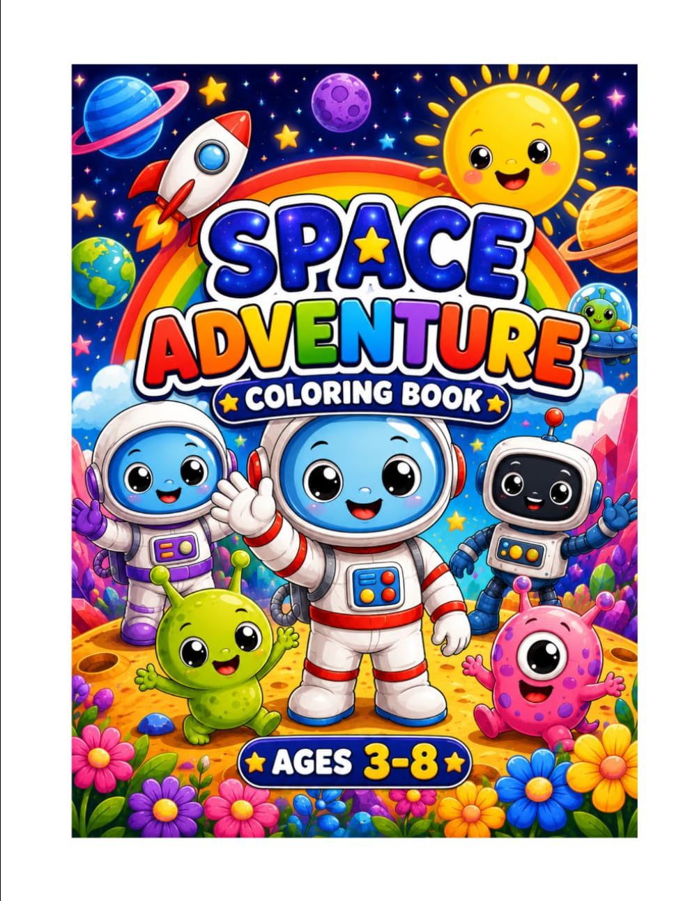 Space Adventure Coloring Book: Fun and Easy Coloring Pages for Kids Ages 3–8