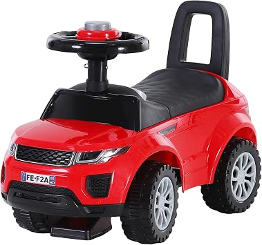HOMCOM Porteur Voiture Vintage avec Klaxon et Coffre Sous Selle
