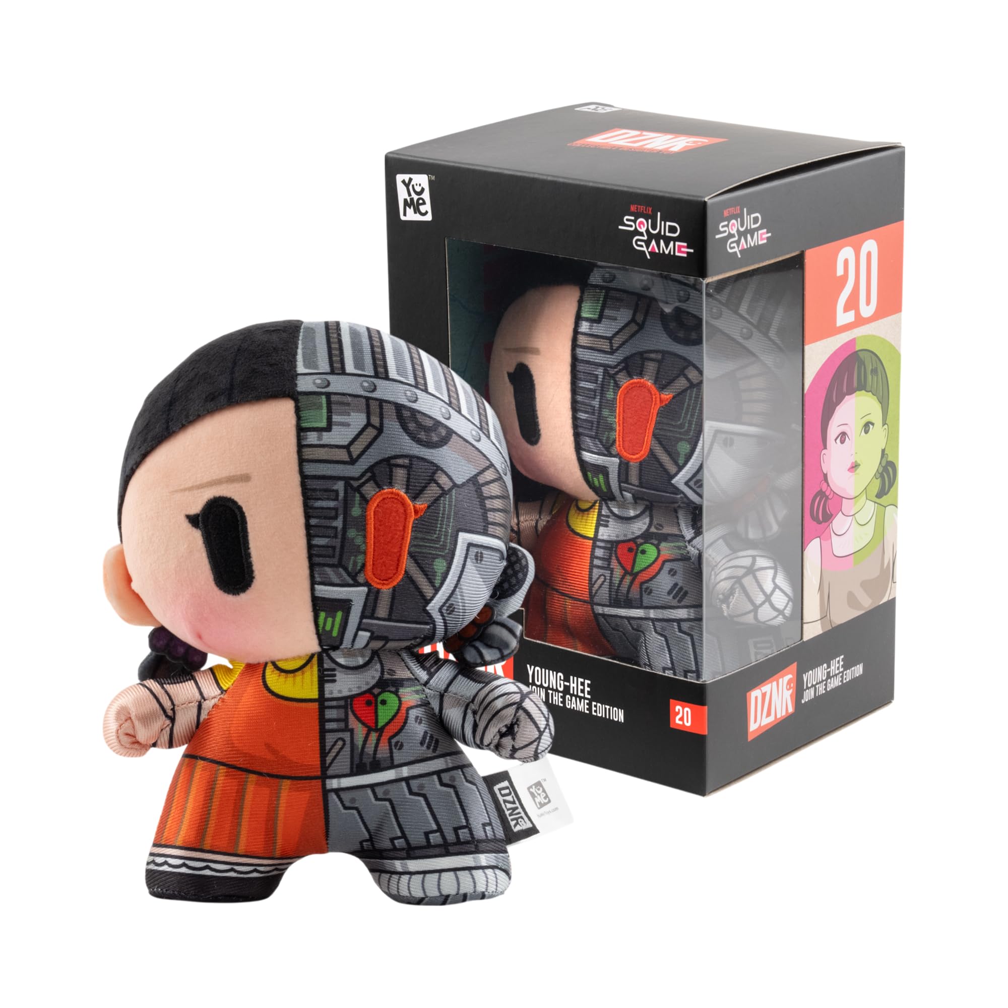 YuMe DZNR Squid Games Plush Toy - Young-Hee 7" Plushie Hero Box Collectable | Licensed Netflix Merchandise | Soft Toys Gift for Kids, Adults & Series Fans | Get All 4 Join the Game Edition Plushies