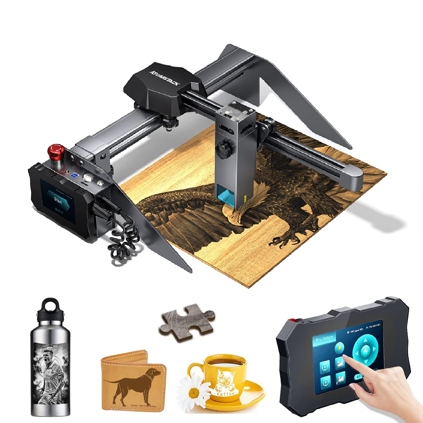 ATOMSTACK P9 M50 Laser Engraver, 50W Laser Engraving Machine Laser Cutter Support Offline Engraving, Fixed-Focus Spot for Metal, Wood, Engraving Area 220 x 250mm