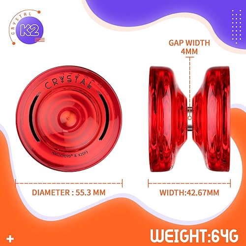 Miniatura 2 de Professional Responsive Yoyo K2 Crystal, Dual Purpose Plastic Yo yo for Kids Beginner, Replacement Unresponsive Bearing for Advanced Yo-yo Players +