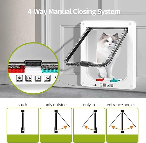 Miniatura 3 de Puerta de gato con cerradura resistente a la intemperie para puertas interiores y exteriores, puerta de gato interior, puerta pequeña para mascotas,