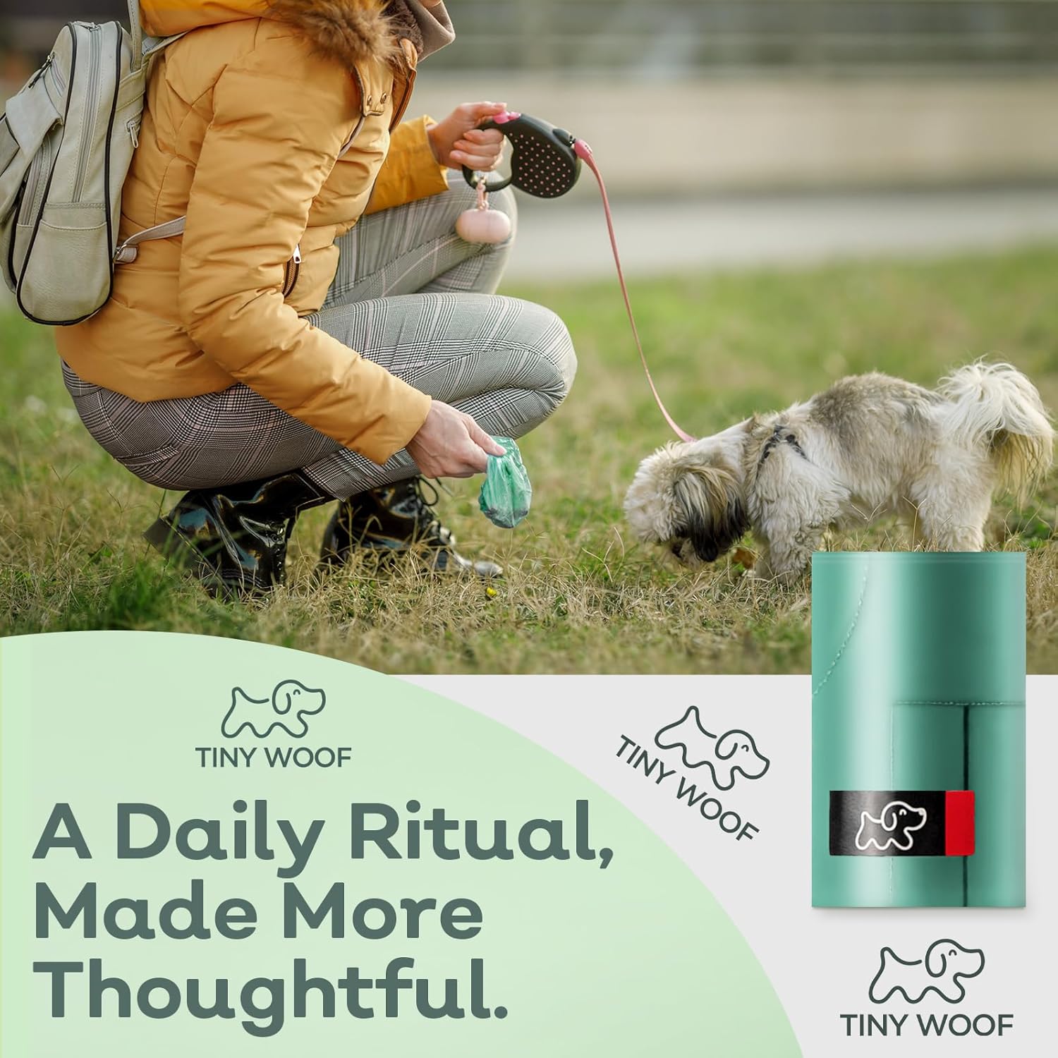 Small Dog Poop Bags – Biodegradable & Compostable Dog Poop Bags with Tie Handles | TINY WOOF Mini Poo Bags (360 Count) Chihuahua, Pomeranian, Toy Poodle and Puppies