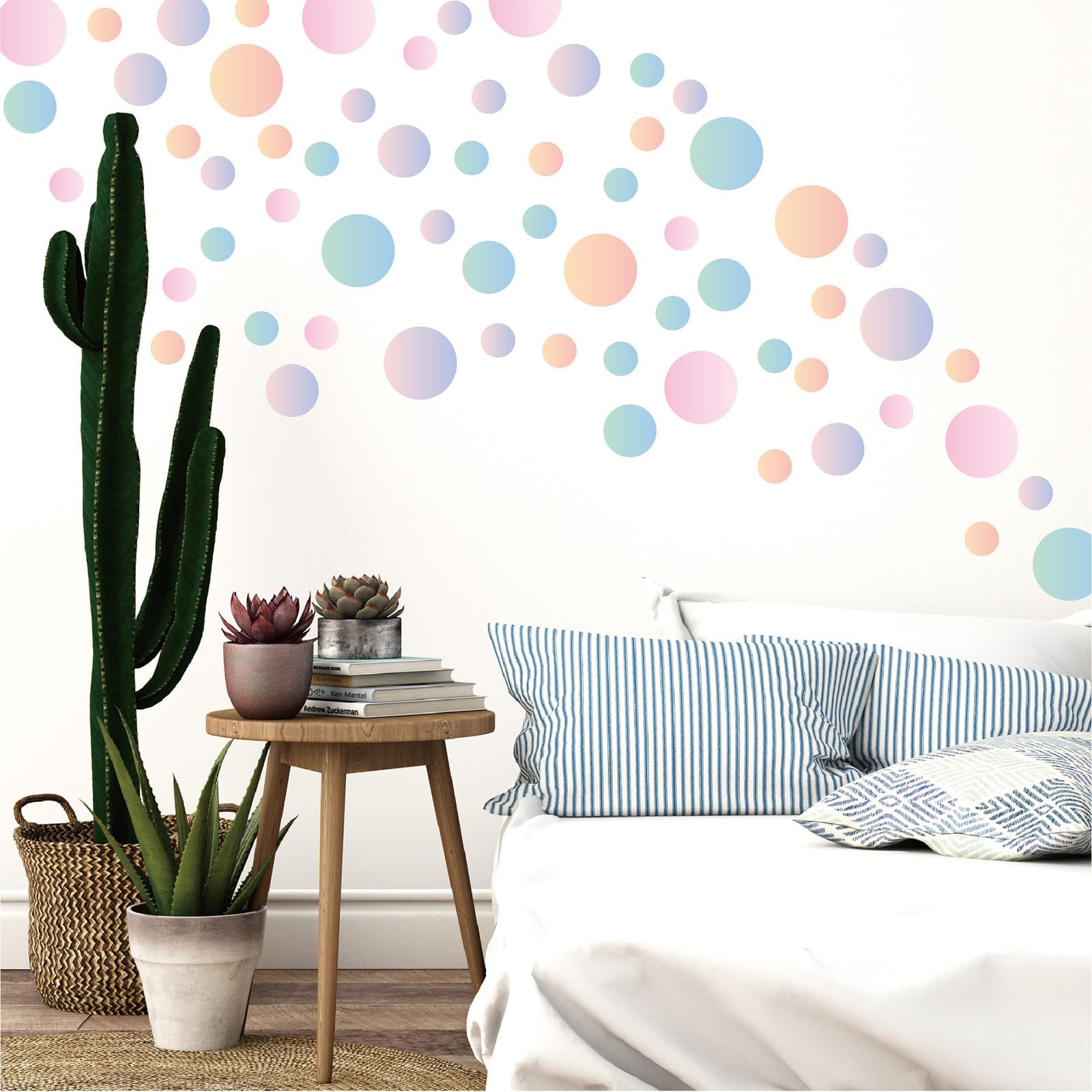 FOSDICK 136pcs Wall Decals Polka Dot, Pink Kids Wall Stickers, Colorful Nursery Wallpaper Peel and Stick, Room Decoration - Image 3