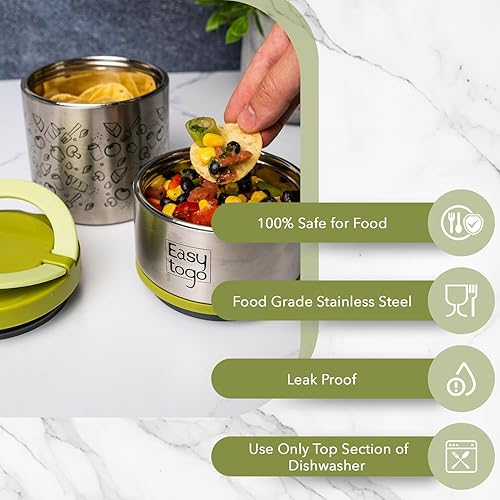 Miniatura 4 de Lonchera de 2 niveles  Contenedor de alimentos aislado apilable de acero inoxidable de 32 onzas con bolsa de almuerzo, lonchera portátil para