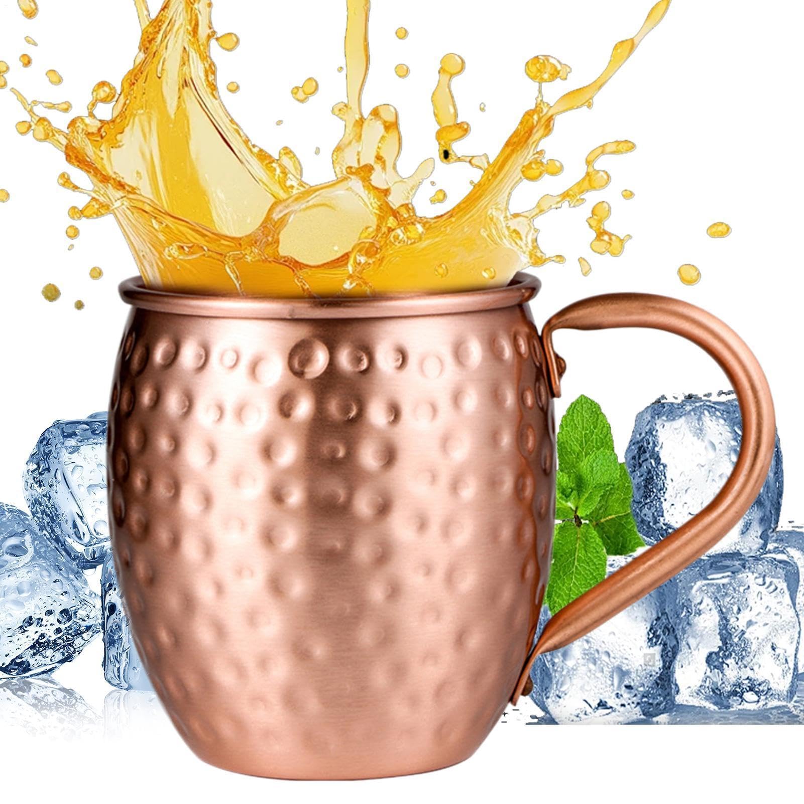 Taza de Moscow Mule artesanal de cobre de 530 ml y gadget de cocina decorativo