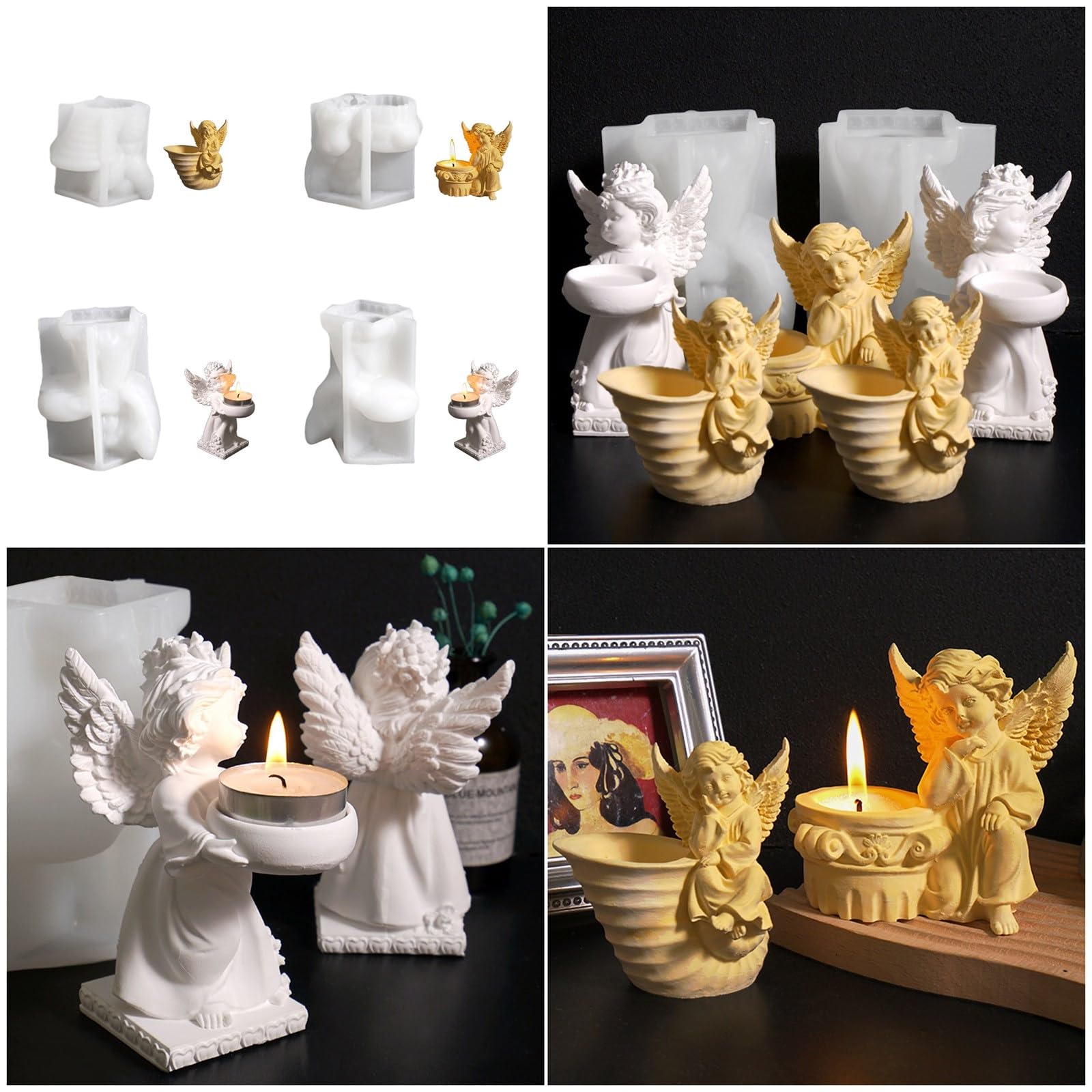 Estatuilla angelical de silicona resistente, juego de moldes para apretar, suministros artesanales para niños, creatividad y mejora de la decoración del hogar Angelic Silicone Mold