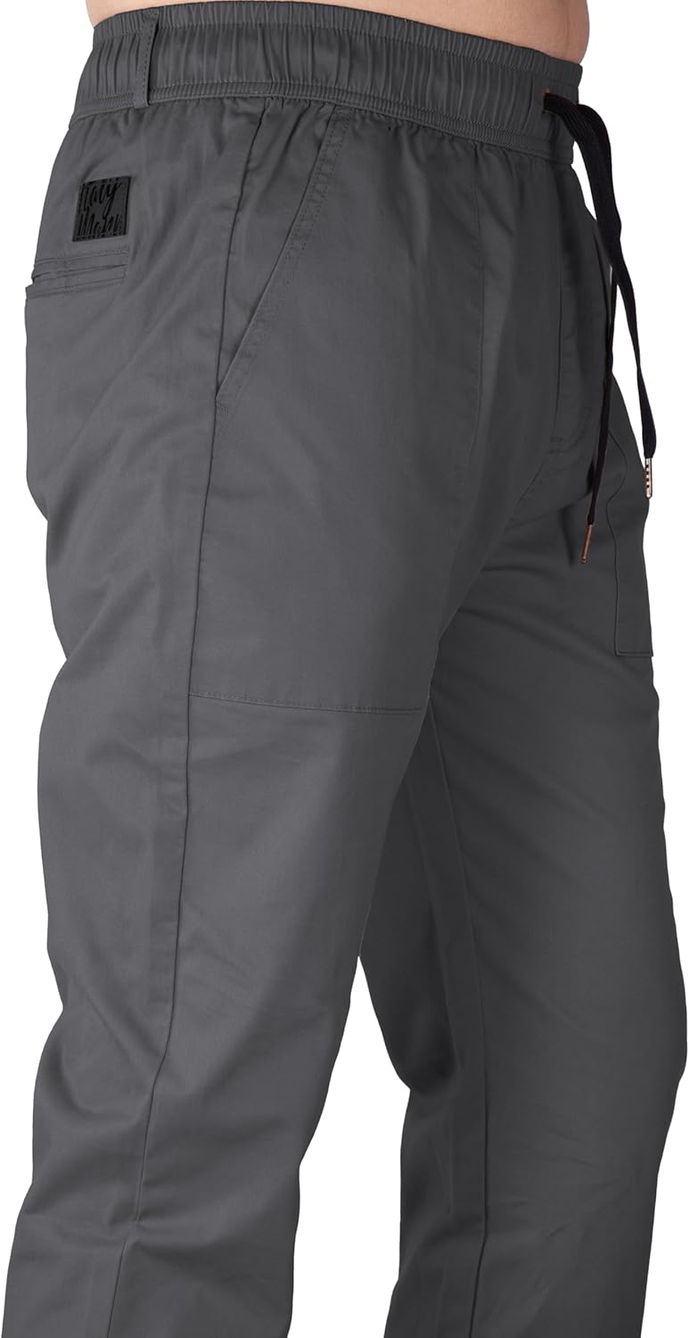 ITALYMORN Khaki Chino Joggers for Men Elastic Ankle and Waist Summer Casual Pants with Pockets - Image 3