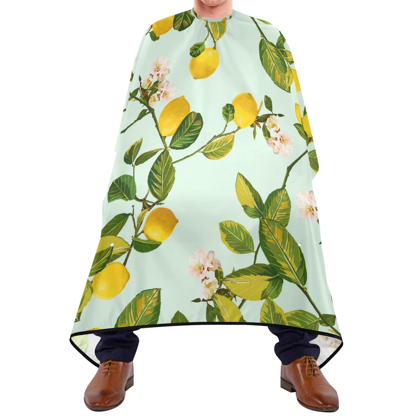 Capa De Peluquería 140x168cm, Flor De Diseño De Limonero Capa De Barbero Profesional Impermeable Capas Para Peluqueria, Para Niños, Barberías