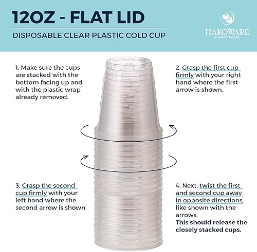 Miniatura 13 de Vasos desechables de plástico con tapas. Vasos transparentes de primera calidad, de 16 oz (onzas) PET para bebidas frías, café helado, zumos de té