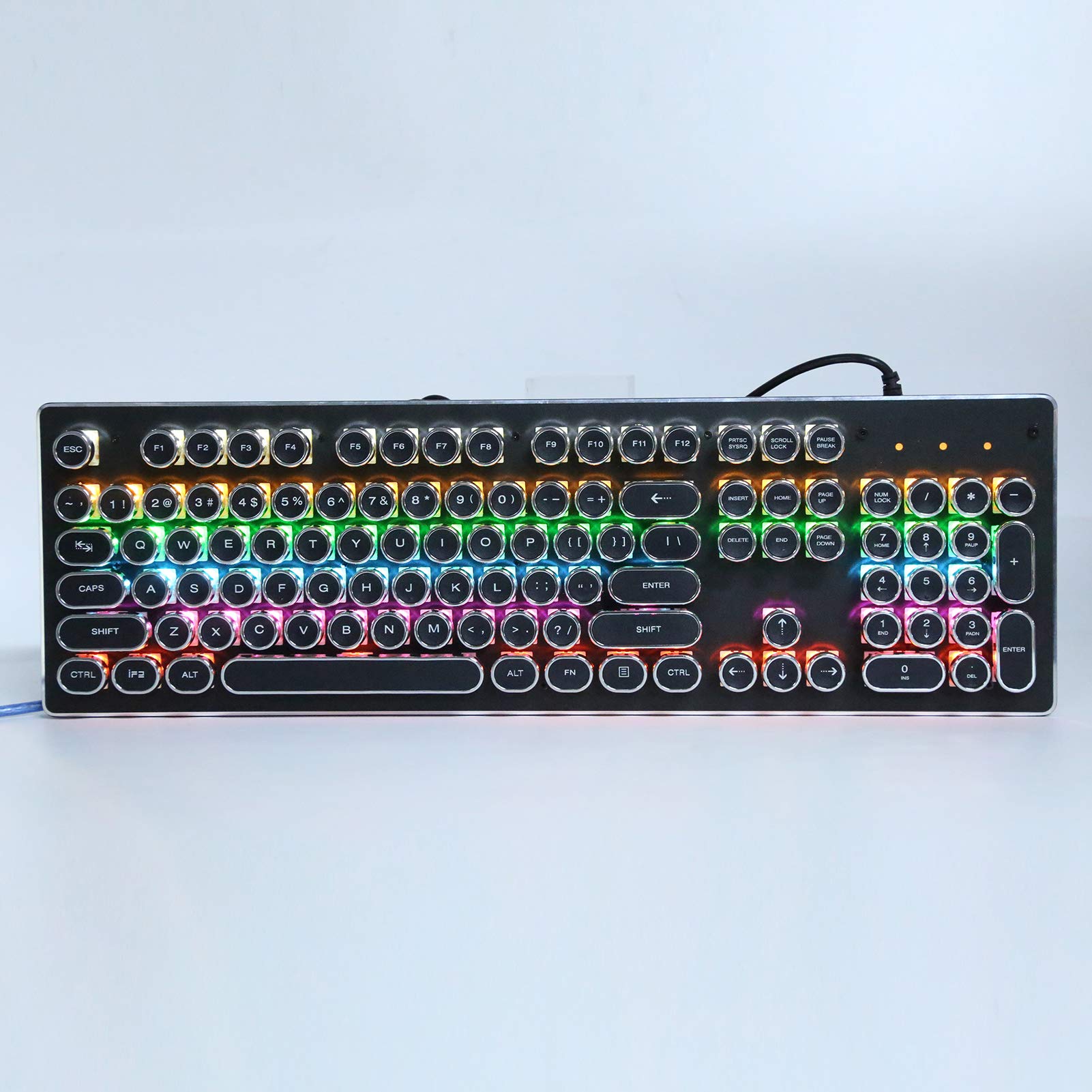 070 Teclado mecânico retrô para jogos de 104 teclas, luz
