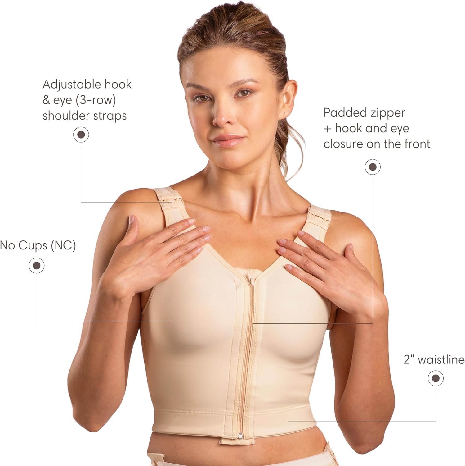 Vest/Bra NO Cup Support with 2" Elastic Band and Adjustable Velcro Shoulder Straps (BR05-NC)