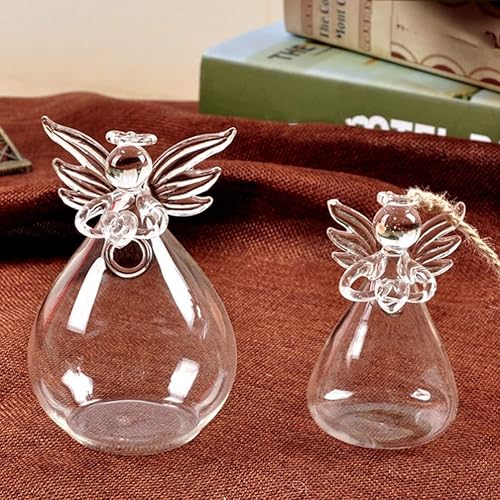 Miniatura 2 de Yardwe Florero hidropónico de cristal, diseño de ángel, floreros de cristal transparente, terrario, florero de querubín de cristal, contenedor para