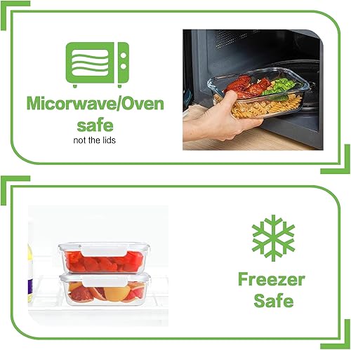 Miniatura 5 de HOMBERKING 24 recipientes de vidrio para almacenamiento de alimentos con tapas, recipientes de vidrio para preparación de comidas, cajas Bento