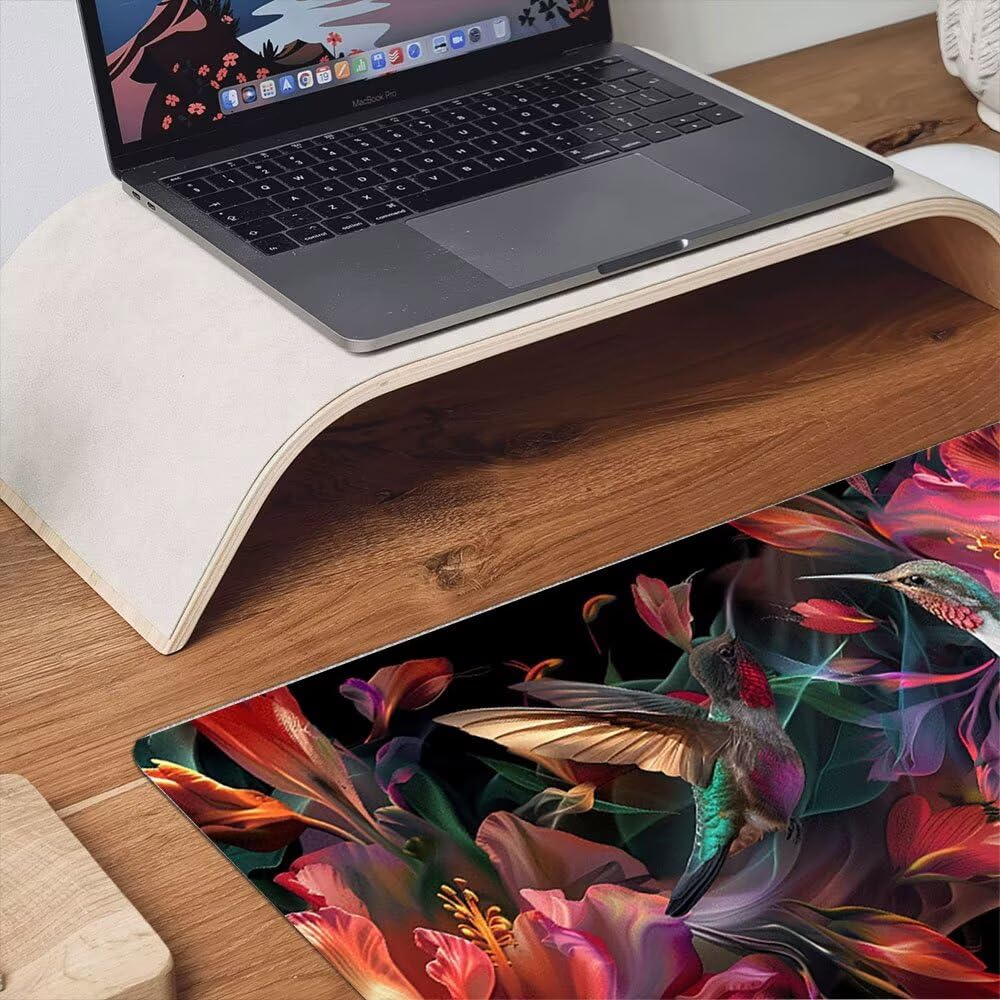 Duża podkładka pod mysz do gier XXL 1800 x 900 x 3 mm z zszytymi krawędziami, trwała antypoślizgowa podstawa z naturalnej gumy, zmywalna podkładka na klawiaturę, gry, do domu, biura, hummingbird