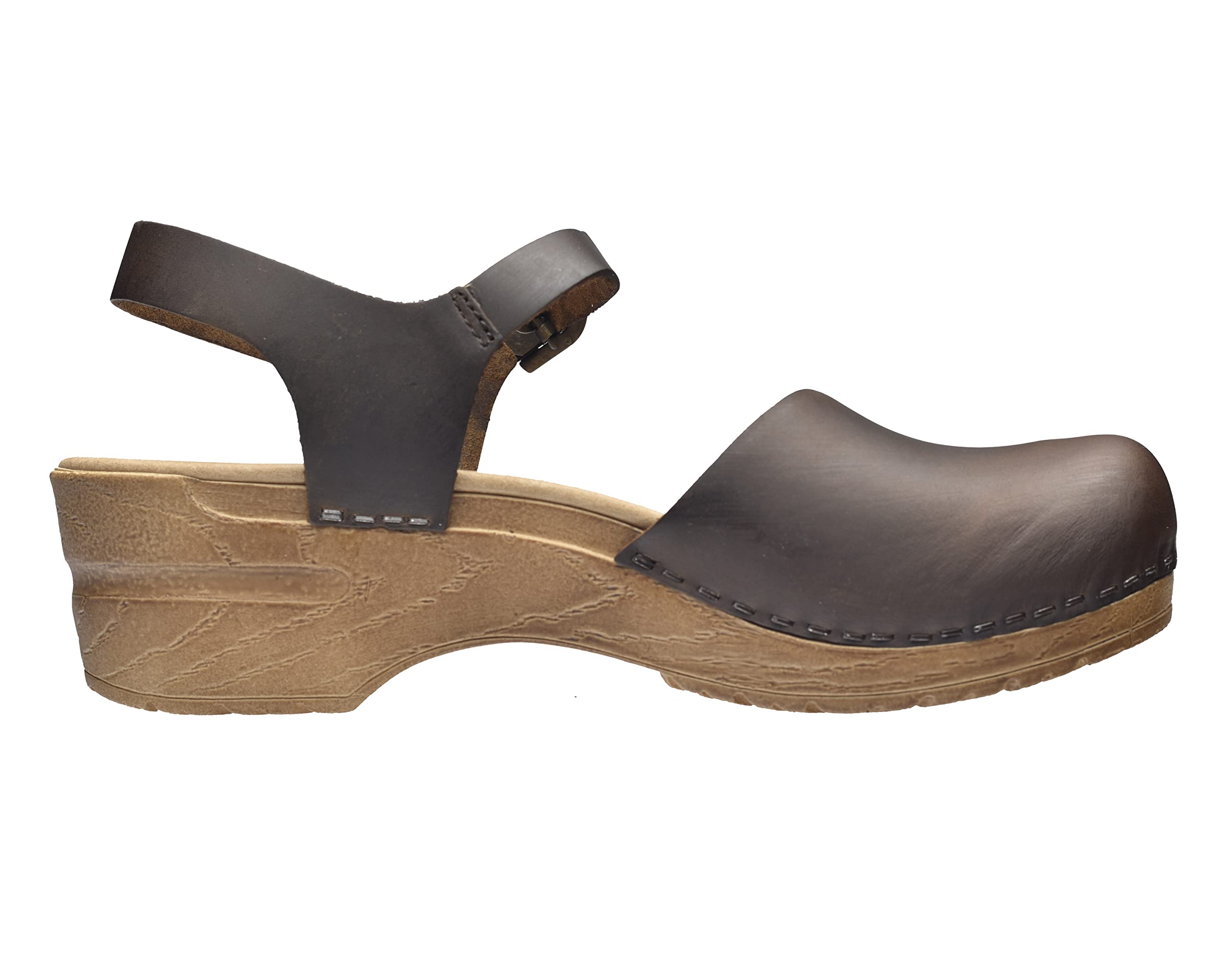Sanita Sansi | Sandali Originali Fatti a Mano in Pelle Flessibile | Cinturino alla Caviglia | Plantare anatomico con Morbida Schiuma | Marrone Antico | 36 EU