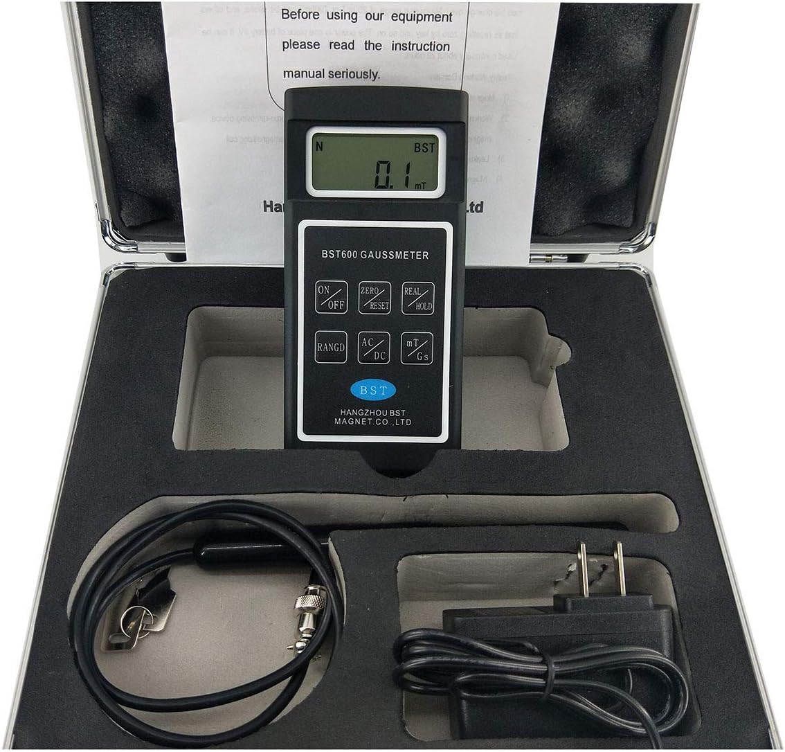 Gauss Meter AC DC Surface Magnetic Field Teslameter Tester LED Display Range 0 to 200mT to 2000mT