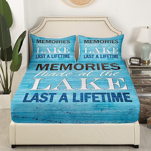 Miniatura 3 de Lake House - Juego de sábanas rústicas tamaño King, color azul marino y gris, 4 piezas para niños, niñas, niños y adultos, decoración de habitación