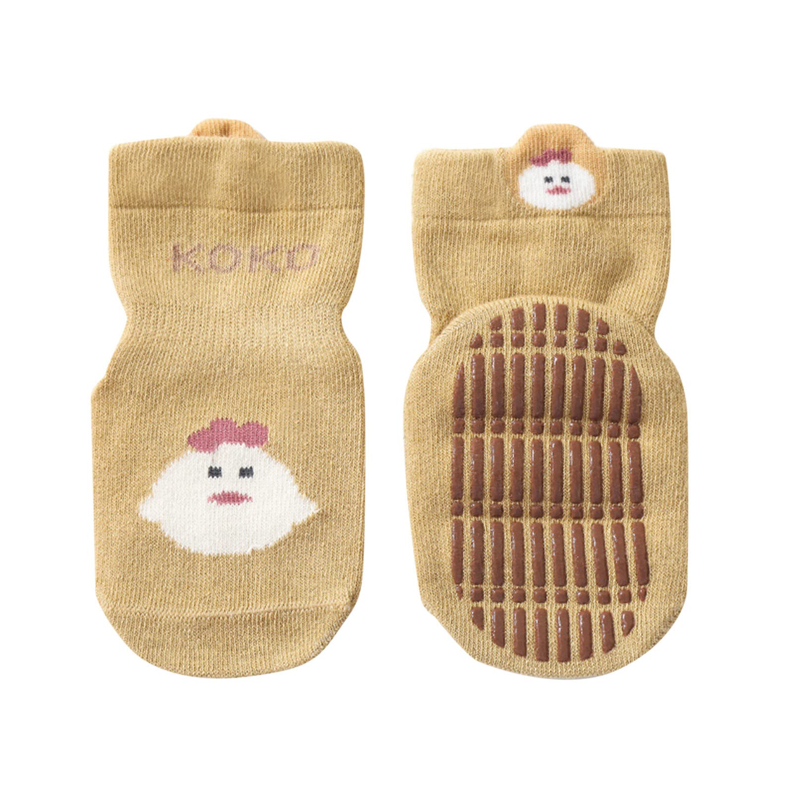 Baby Dispensing Non Slip Socks Toddler Socks with Pinch Ankles Baby Kids Little Girl Boy Toddler Hiking Boots (Khaki, 7 Toddler)