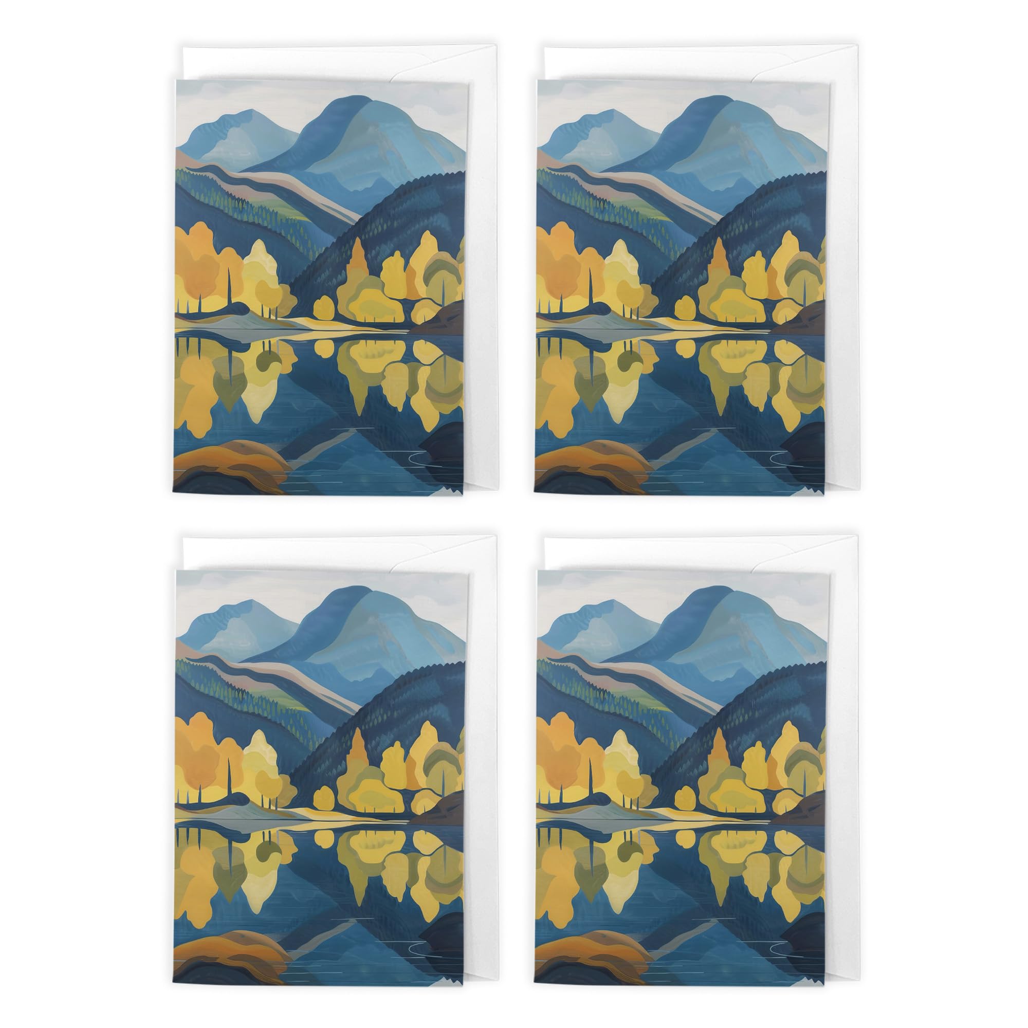 Autumn Lake District Views Art Cards Multipack of 4 Scenic Landscape Cumbria Greeting Cards For Any Occasion, Blank Inside For Your Message, A6 Size 10 x 15 cms