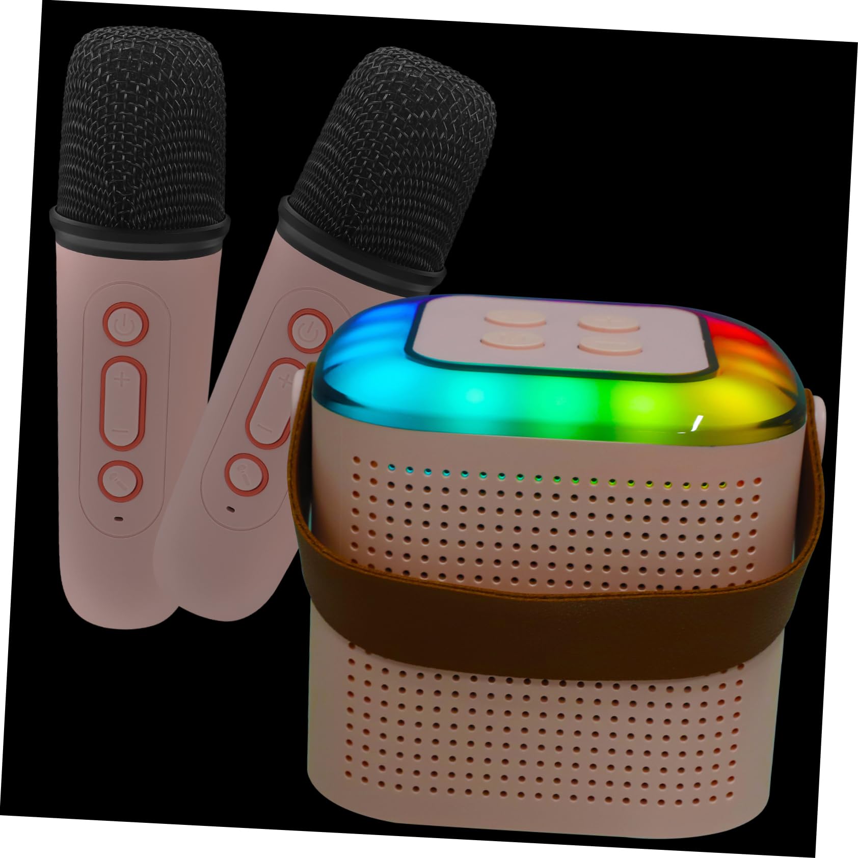 ibasenice Przenośny Bezprzewodowy Mikrofon Głośnikowy 2 Mikrofony Ręczne Do Karaoke Idealny Do Domu I Podróży Mały I Stylowy Design
