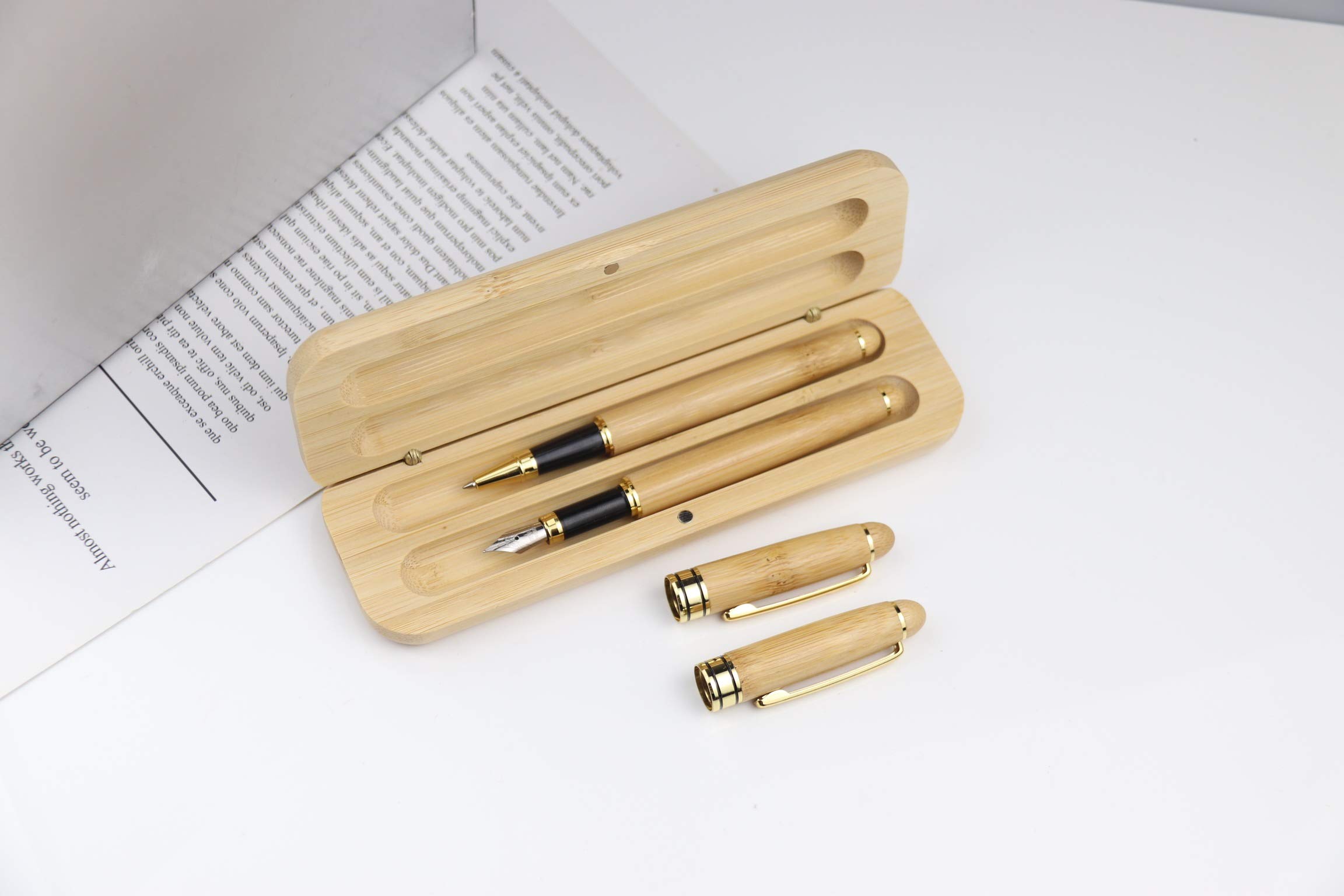 日本製 竹製 筆ペン 2本セット 木箱付き