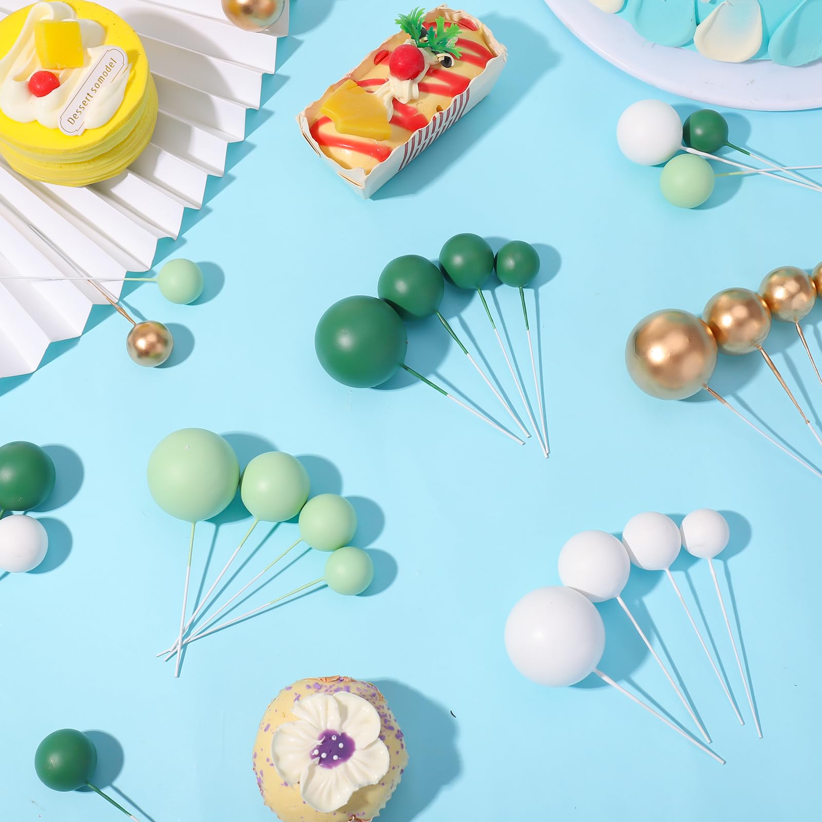 Lot De 41 Boules Décoration Gâteau Anniversaire - Happy Birthday Doré + 40 Mini Boules Mousse 4 Couleurs Pour Fêtes Et Mariages