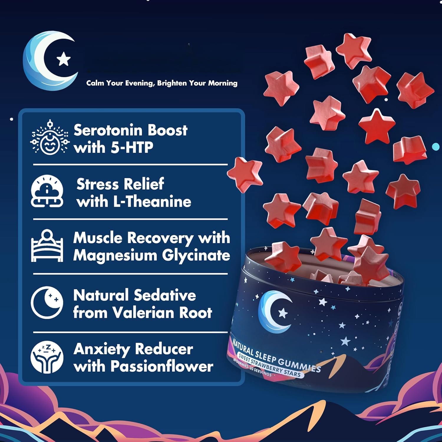 Gummies naturales para el sueño para adultos, sin gelatina, sin gluten, veganos y sin OGM (2)