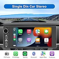Vista 2 de Single Din Touchscreen Radio Wireless Apple Car Play Wireless Android Auto, 6In Single Din Car Stereo with Mirror Link Bluetooth FM GPS Navigation