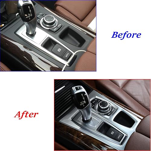 Miniatura 2 de YIWANG ABS cromo consola central cambio cambio panel cubierta decorativa para BMW X5 X6 E70 E71 2010 2011 2012 2013 mano izquierda coche accesorios