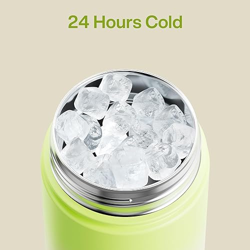 Miniatura 938 de ENCOOL Botella de agua aislada con popote, de acero inoxidable, a prueba de fugas, sin BPA, al vacío de doble pared que se mantiene fría durante 24